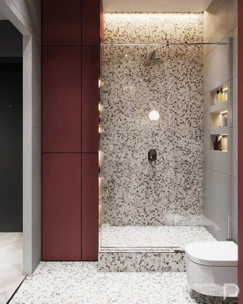 Дизайн — проект санузла с интересной расцветкой стен 04