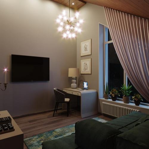 Гостиная в мансардном помещении 02