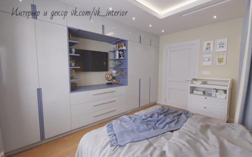 Спальня с кроваткой для ребенка. Как Вам такой вариант? 01