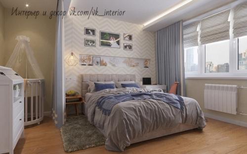 Спальня с кроваткой для ребенка. Как Вам такой вариант? 02