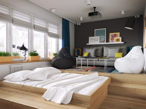 Дизайн однокомнатной квартиры с подиумом 01