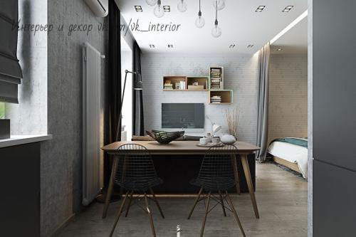 Оцените дизайн однокомнатной квартиры в сером цвете 01