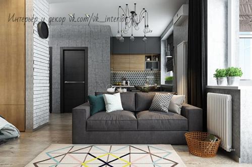 Оцените дизайн однокомнатной квартиры в сером цвете 03