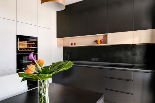 Кухня в черном и белом цвете 02