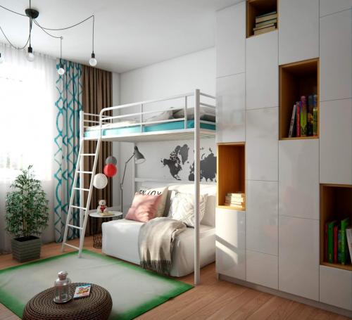 Уютная детская с местами хранения 06