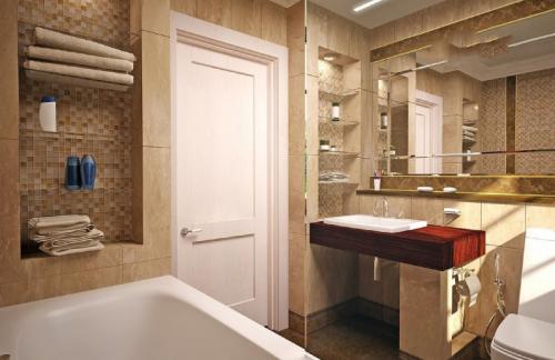 Сочетание плитки и мозаики. Частичная отделка мозаикой