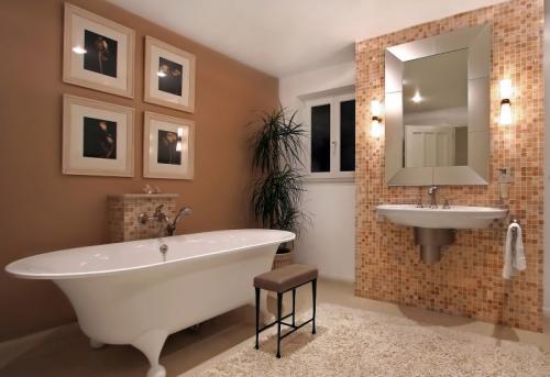 Вставки из мозаики в ванной. Выбор цветового оформления