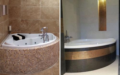 Сочетание плитки и мозаики. Частичная отделка мозаикой