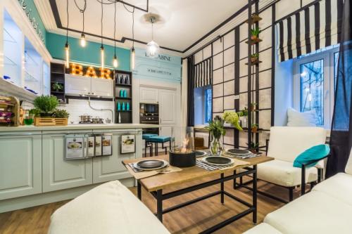 Дизайн комнаты с кухней. Дизайн кухни-гостиной в маленькой квартире 15