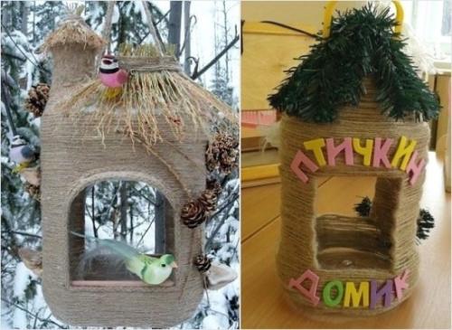 Кормушка для птиц из бутылки. Удачные идеи с краткими инструкциями