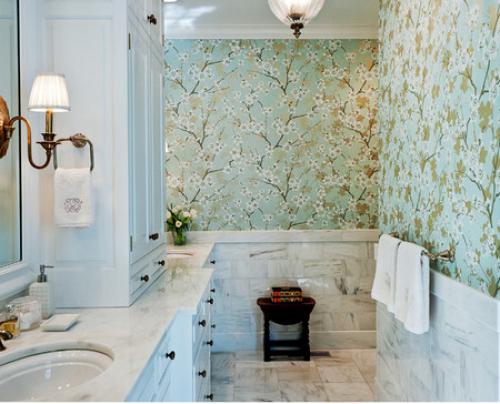 Необычный дизайн ванной комнаты. Стены