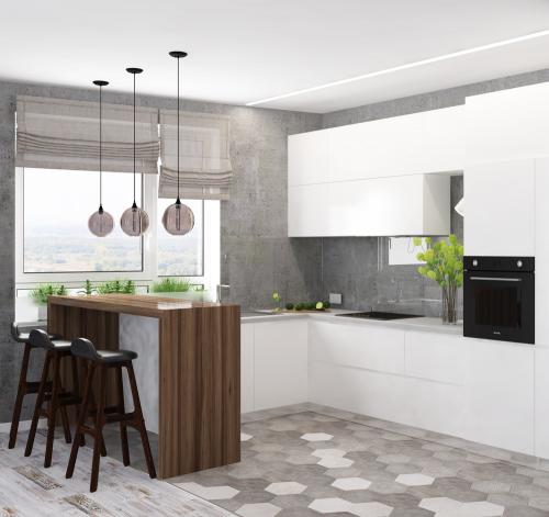 Роскошный дизайн кухни — гостиной с присоединенным балконом 05