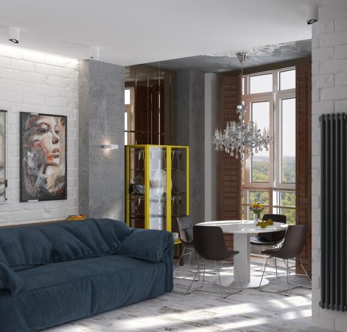 Роскошный дизайн кухни — гостиной с присоединенным балконом 02