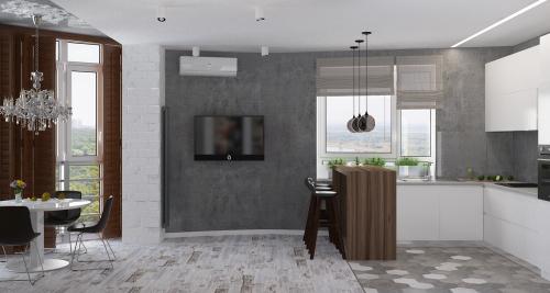 Роскошный дизайн кухни — гостиной с присоединенным балконом 04