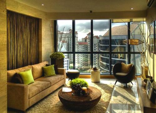 Сочетание белого и коричневого в интерьере. Гостиная