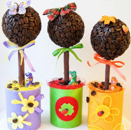 Топиарий из кофейных зерен: современные техники изготовления и мастер-класс для новичков (110 фото)