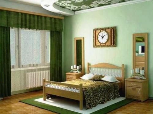 Дизайн спальни в бело зеленом цвете. Каким стилям подойдет зеленый цвет?
