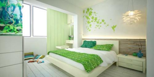 Дизайн спальни в зеленом цвете. Зеленая спальня