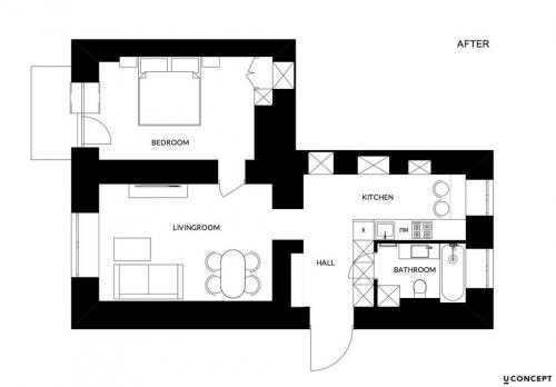 Квартира в доме 1930х годов. Сдержанный стиль с яркими акцентами. 02