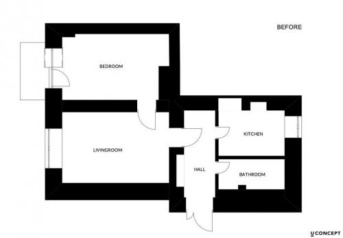 Квартира в доме 1930х годов. Сдержанный стиль с яркими акцентами. 01