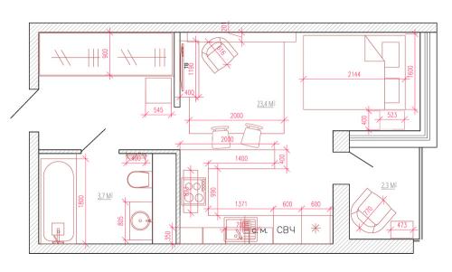 Квартира — студия с уютным балконом 08