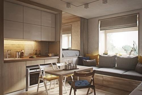 Квартира — студия с отдельным спальным местом 01