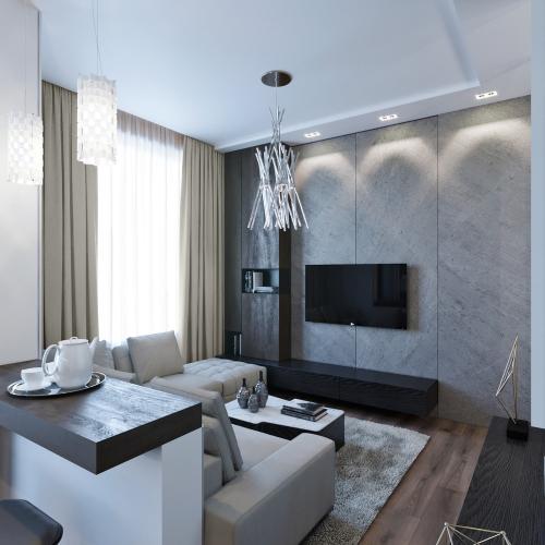 Минималистичная квартира-студия "ЖК Ясный" 03