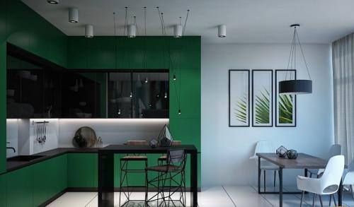 Изумрудная кухня. Кухня изумрудного цвета