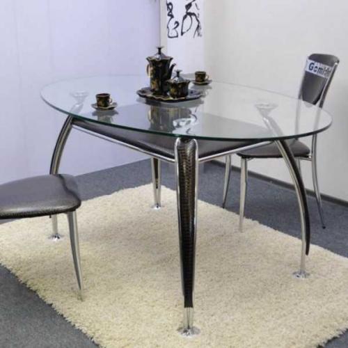 Столы стеклянные круглые для кухни. Виды столешниц