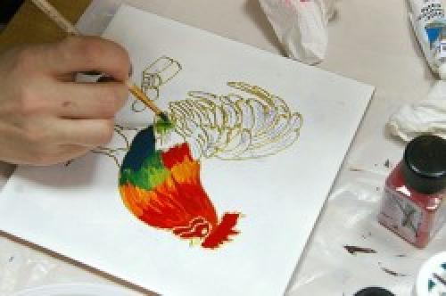 Роспись керамической плитки акриловыми красками. Пошаговая инструкция росписи