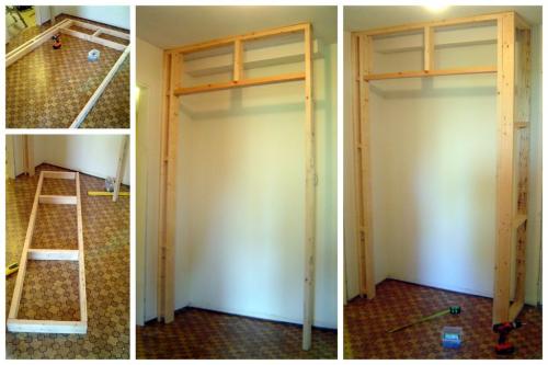 Встроенный шкаф в стену. Крепление каркаса