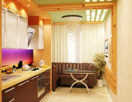 Дизайн кухни с диваном и телевизором. Лучшие варианты моделей диванов для малогабаритных кухонь