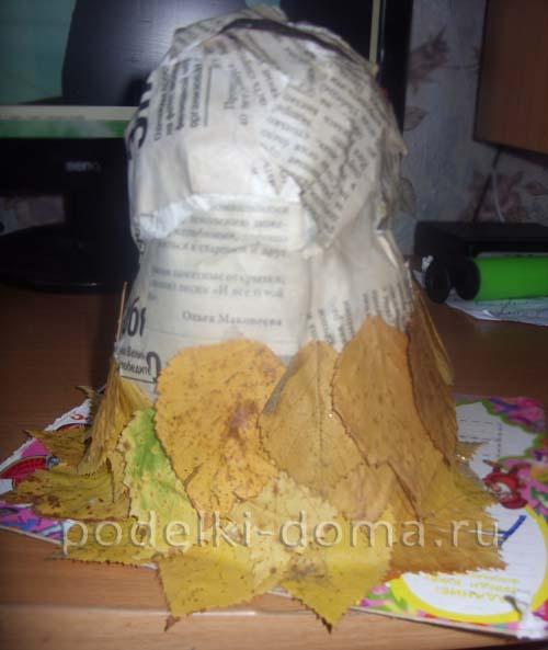 Сова из бутылки и листьев. Поделка из листьев «Золотая совушка» Отредактирован