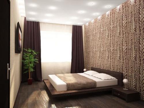 Комбинированные обои в маленькой спальне. Вариант для маленькой спальни