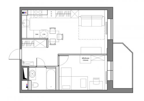 Дизайн однокомнатной квартиры для семьи с ребенком. Однушка 35 кв. м для семьи с двумя детьми