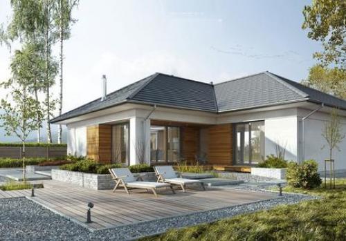 Фасад одноэтажного дома с гаражом. Достоинства и недостатки одноэтажных домов