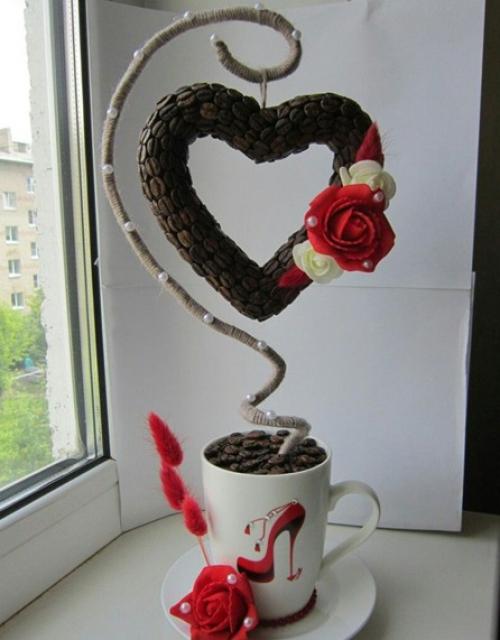 Топиарий в подарок на день рождения женщине. Сердце из подручных материалов в домашних условиях ко Дню влюбленных (14 февраля)