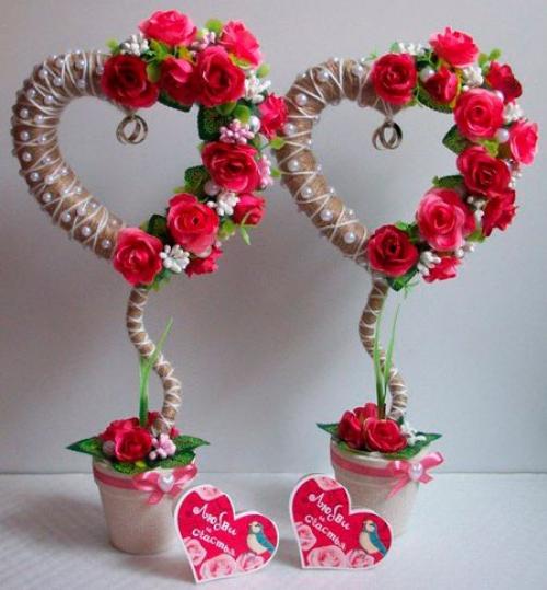 Топиарий в подарок на день рождения женщине. Сердце из подручных материалов в домашних условиях ко Дню влюбленных (14 февраля)