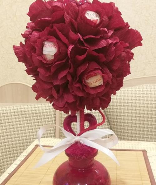 Топиарий в подарок на день рождения женщине. Сердце из подручных материалов в домашних условиях ко Дню влюбленных (14 февраля)