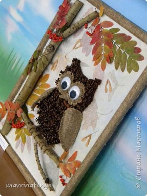 Поделка сова из пластиковой бутылки и листьев. Сова на дереве сидела... Поделка на конкурс Природа и фантазия.