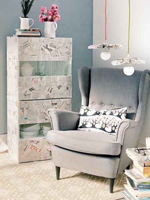 Декупаж газетами и журналами. Декупаж мебели из газет: 2 мастер-класса — для икеевского шкафа Бесто и пластикового кресла