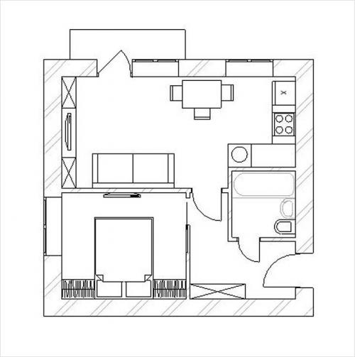 Перепланировка в двухкомнатной хрущевке. Преимущества перепланировки 28 Перепланировка в двухкомнатной хрущевке. Преимущества перепланировки 28