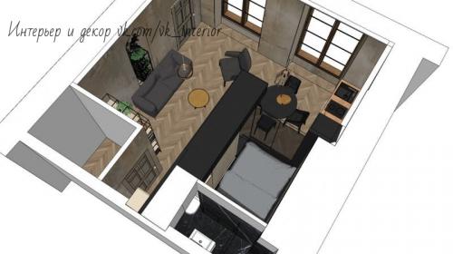 Квартирка — студия с интересным спальным местом 02