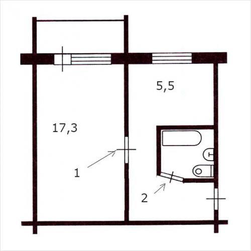 Перепланировка в двухкомнатной хрущевке. Преимущества перепланировки 21 Перепланировка в двухкомнатной хрущевке. Преимущества перепланировки 21
