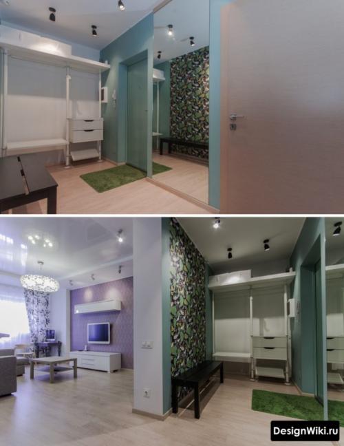 Квартира без прихожей дизайн. Отделка стен прихожей 01