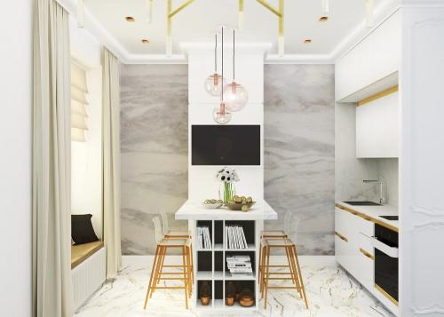 Уютная однокомнатная кварира с совмещенной комнатой и кухней 01