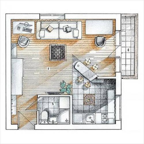 Расстановка мебели в хрущевке 2 комнатной с проходной комнатой. Некоторые дизайнерские хитрости 27