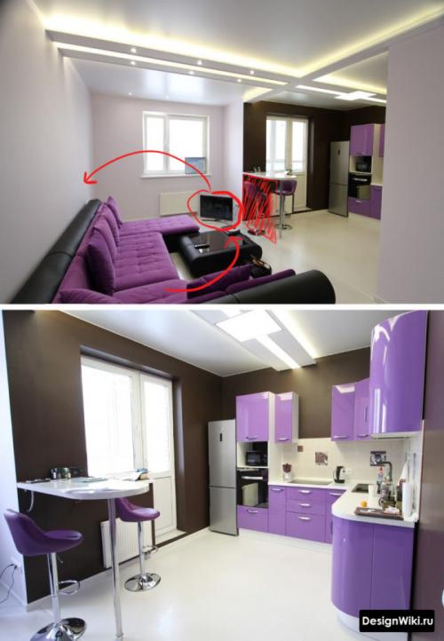 Проекты кухни совмещенной с гостиной для частного дома. Перегородка 05 Проекты кухни совмещенной с гостиной для частного дома. Перегородка 05