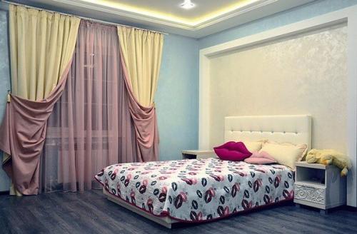 Текстиль в спальне сочетания. 50 примеров сочетания штор и покрывала в спальне