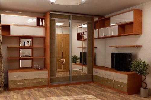Шкаф купе в зале хрущевки. Виды шкафов-купе